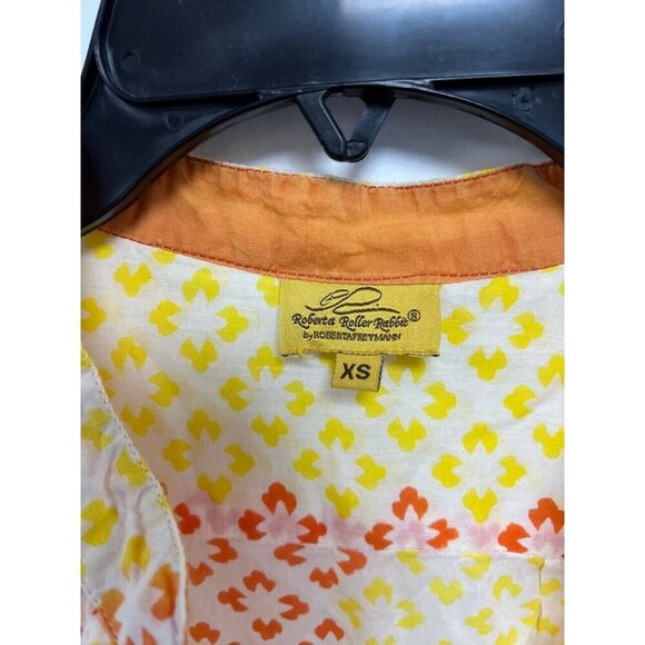 Roberta Roller Rabbit Women Blouse Cotton 3/4 Sleeve Length Orange Yellow,XS - Picture 3 of 7